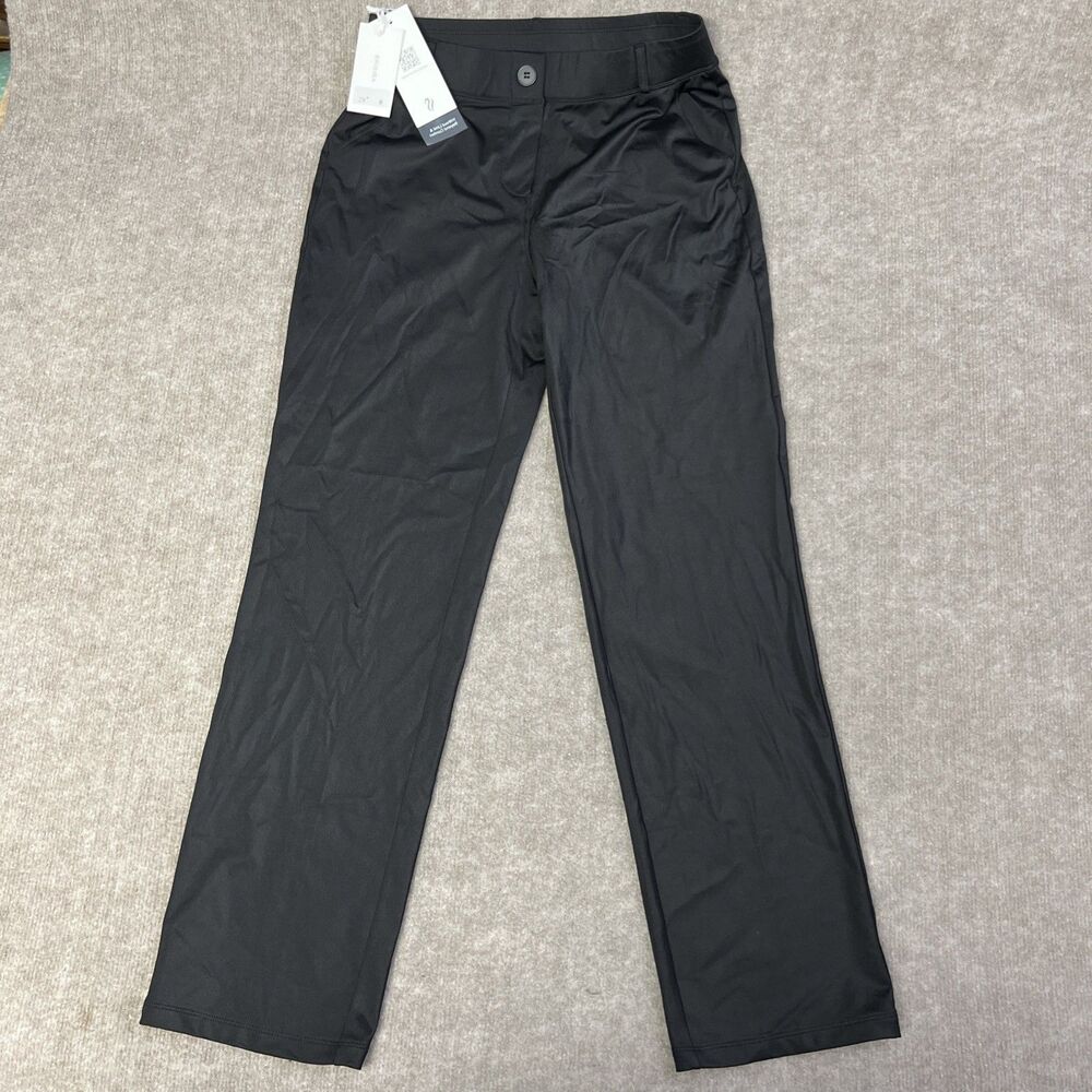 Brisira Womens M 29”Black Pull On Dress Pants With Pockets Spandex/Nylon Capsule